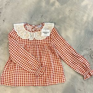 Mayoral nwt gingham and eyelet lace babydoll size 7